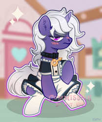 Size: 1920x2300 | Tagged: safe, artist:scarffist, oc, oc only, pony, unicorn, base used, clothes, commission, cute, horn, long hair, long mane, maid, pink eyes, solo, sparkles, stockings, thigh highs, ych result