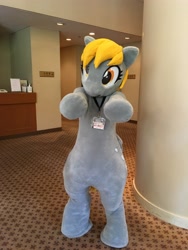 Size: 3024x4032 | Tagged: safe, artist:inoue_nn_act, derpy hooves, human, g4, 2016, badge, fursuit, indoors, irl, irl human, japan ponycon, photo, ponysuit, solo