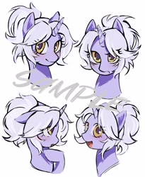 Size: 3200x3900 | Tagged: safe, artist:qianhe498, oc, oc only, pony, unicorn, bust, female, horn, mare, sample, simple background, solo, watermark, white background