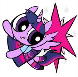 Size: 750x746 | Tagged: safe, artist:qianjibahe, twilight sparkle, alicorn, anthro, g4, clothes, female, school uniform, solo, style emulation, the powerpuff girls, twilight sparkle (alicorn)