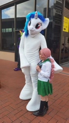 Size: 540x960 | Tagged: safe, artist:atalonthedeer, dj pon-3, vinyl scratch, human, g4, 2014, avcon, duo, fursuit, irl, irl human, outdoors, photo, ponysuit, target demographic