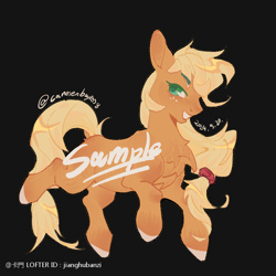 Size: 750x750 | Tagged: safe, artist:jianghubanzi, applejack, earth pony, pony, g4, black background, freckles, gritted teeth, simple background, solo, teeth