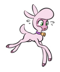 Size: 578x690 | Tagged: safe, artist:malt cat, artist:moumy, pom (tfh), lamb, sheep, them's fightin' herds, cloven hooves, community related, female, open mouth, simple background, solo, white background