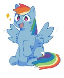 Size: 355x434 | Tagged: safe, artist:4803045255, edit, rainbow dash, pegasus, pony, g4, cropped, open mouth, simple background, solo, white background