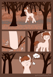 Size: 1182x1702 | Tagged: safe, artist:canary9, oc, oc only, pony, g4, autumn, brown eyes, brown hair, forest, nature, road, solo, tree