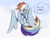 Size: 4000x3000 | Tagged: safe, artist:8524538816, rainbow dash, pegasus, pony, g4, chest fluff, cloud, female, flying, hoof on cheek, mare, sky, solo, spread wings, text, thought bubble, translation request, wings