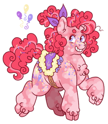 Size: 1082x1235 | Tagged: safe, artist:draculaflow3, pinkie pie, earth pony, pony, g4, alternate design, chest fluff, cloven hooves, female, grin, hoof fluff, mare, saddle, simple background, smiling, solo, tack, transparent background