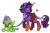 Size: 2048x1349 | Tagged: safe, artist:draculaflow3, spike, twilight sparkle, classical unicorn, pony, unicorn, g4, alternate design, bag, cloven hooves, coat markings, duo, duo male and female, facial hair, facial markings, female, glasses, goatee, gradient legs, harness, horn, leash, leonine tail, male, mare, saddle bag, simple background, star (coat marking), transparent background, unshorn fetlocks