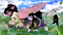 Size: 3840x2160 | Tagged: safe, artist:brainiac, kirin, pegasus, pony, sea pony, crossover, duo, female, final fantasy, final fantasy xiv, hien rijin, male, mare, ponified, stallion, yugiri mistwalker