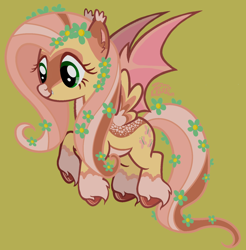 Size: 1666x1694 | Tagged: safe, artist:zorrollusion, fluttershy, bat pony, pony, g4, alternate design, bat ponified, flower, flower in hair, flutterbat, race swap, simple background, solo