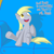 Size: 3000x3000 | Tagged: dead source, safe, artist:mostazathy, derpy hooves, oc, oc:anon, human, pegasus, pony, g4, blushing, couch, dialogue, duo, duo male and female, female, human and pony, implied anon, looking at someone, male, mare, offscreen character, open mouth, open smile, signature, sitting, smiling, solo