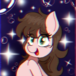 Size: 3070x3070 | Tagged: safe, artist:juniverse, oc, earth pony, 90s effect, anime efect, cute, female, happy, ponysona, solo, sparkles