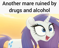 Size: 720x579 | Tagged: safe, artist:trrrebleee, edit, edited screencap, screencap, rarity, unicorn, g4, my little pony: the movie, caption, horn, meme, messy mane, solo, text