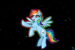 Size: 4800x3200 | Tagged: safe, artist:twinky, rainbow dash, pegasus, pony, g4, chest fluff, ear fluff, female, mare, solo, space, spread wings, wings