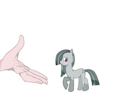 Size: 778x694 | Tagged: safe, artist:wike cat, marble pie, pony, g4, cute, hand, marblebetes, simple background, solo, tiny, tiny ponies, white background