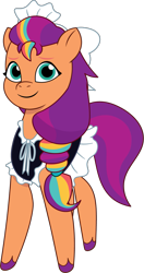 Size: 659x1252 | Tagged: safe, artist:prixy05, sunny starscout, earth pony, pony, g5, my little pony: tell your tale, clothes, cute, female, maid, mane stripe sunny, mare, simple background, solo, sunnybetes, transparent background, vector