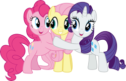 Size: 4671x3000 | Tagged: safe, artist:cloudy glow, fluttershy, pinkie pie, rarity, earth pony, pegasus, pony, unicorn, g4, putting your hoof down, season 2, cute, diapinkes, female, horn, mare, raribetes, shyabetes, simple background, transparent background, trio, trio female, vector