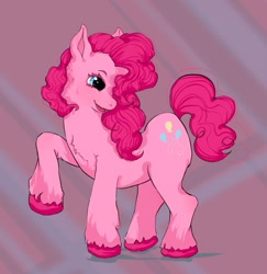 Size: 1197x1232 | Tagged: safe, artist:xiangsi00913, pinkie pie, earth pony, pony, g4, female, mare, patterned background, solo, unshorn fetlocks