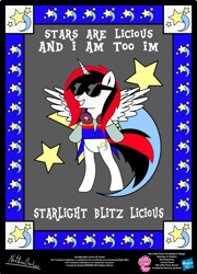 Size: 827x1150 | Tagged: safe, artist:strykarispeeder, oc, oc only, oc:starlight blitz, alicorn, pony, bipedal, female, mare, solo, twilightlicious