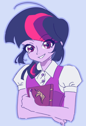 Size: 970x1413 | Tagged: safe, artist:erye037249, twilight sparkle, human, equestria girls, g4, gritted teeth, looking at you, simple background, solo, teeth