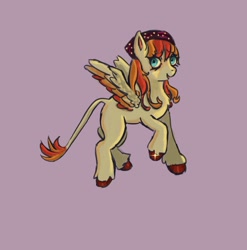 Size: 768x777 | Tagged: safe, artist:twipiebongrip, pegasus, pony, female, leonine tail, mare, smiling, solo, tail, yellow coat