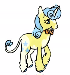 Size: 1907x2048 | Tagged: safe, artist:twipiebongrip, distant star, pony, g4, background pony, leonine tail, simple background, smiling, solo, tail, white background, yellow coat