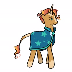 Size: 2047x2048 | Tagged: safe, artist:twipiebongrip, sunburst, pony, unicorn, g4, cloak, clothes, horn, leonine tail, male, side view, simple background, solo, stallion, tail, white background