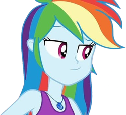 Size: 2751x2520 | Tagged: safe, edit, edited screencap, editor:mrtoonlover83, screencap, rainbow dash, human, equestria girls, g4, my little pony equestria girls: choose your own ending, wake up!, wake up!: rainbow dash, background removed, bare shoulders, female, not a vector, simple background, sleeveless, solo, transparent background