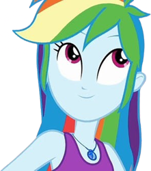 Size: 2229x2520 | Tagged: safe, edit, edited screencap, editor:mrtoonlover83, screencap, rainbow dash, human, equestria girls, g4, my little pony equestria girls: choose your own ending, wake up!, wake up!: rainbow dash, background removed, bare shoulders, female, geode of super speed, jewelry, magical geodes, necklace, not a vector, oy vey, simple background, sleeveless, solo, transparent background