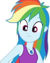 Size: 2024x2520 | Tagged: safe, edit, edited screencap, editor:mrtoonlover83, screencap, rainbow dash, human, equestria girls, g4, my little pony equestria girls: choose your own ending, wake up!, wake up!: rainbow dash, background removed, bare shoulders, female, not a vector, simple background, sleeveless, solo, transparent background