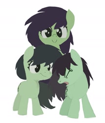 Size: 1421x1662 | Tagged: safe, artist:mandumustbasukanemen, oc, oc only, oc:filly anon, earth pony, pony, female, filly, reeee, simple background, trio, white background