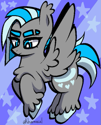 Size: 473x583 | Tagged: safe, artist:kharmacal, oc, oc only, oc:cloudy kisses, pegasus, pony, g4, simple ways, looking offscreen, solo, spread wings, stars, wings