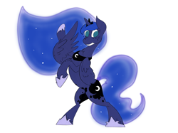 Size: 4267x3200 | Tagged: safe, artist:ponny, princess luna, alicorn, pony, g4, bipedal, colored, freckles, simple background, solo, white background