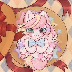 Size: 2048x2048 | Tagged: safe, artist:auroracursed, oc, oc only, oc:ninny, pegasus, blushing, bowtie, female, heterochromia, looking at you, mare, necktie, solo