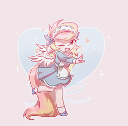 Size: 2000x1968 | Tagged: safe, artist:auroracursed, oc, oc only, oc:ninny, pegasus, anthro, blushing, bowtie, clothes, collar, female, looking at you, maid, mare, necktie, solo