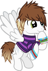 Size: 811x1208 | Tagged: safe, artist:lightningbolt, derpibooru exclusive, pegasus, pony, .svg available, awsten knight, bracelet, clothes, flying, gradient hair, gradient tail, happy, heterochromia, hoof on face, jewelry, male, ponified, scene, shirt, show accurate, simple background, smiling, smirk, solo, spread wings, stallion, svg, t-shirt, tail, transparent background, vector, waterparks, wings, wristband