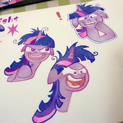 Size: 2160x2160 | Tagged: safe, artist:miss-aciturn, twilight sparkle, pony, unicorn, g4, lesson zero, floppy ears, high res, horn, marker drawing, open mouth, open smile, smiling, solo, teeth, traditional art, twilight snapple, twilight sparkle (alicorn), twilight sparkle is best facemaker