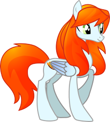 Size: 3380x3759 | Tagged: safe, artist:anonymous, oc, oc only, oc:ginger peach, pegasus, pony, g4, concave belly, female, high res, mare, show accurate, simple background, solo, thin, transparent background, vector