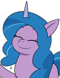 Size: 2353x3080 | Tagged: safe, artist:frownfactory, izzy moonbow, unicorn, g5, eyes closed, female, horn, simple background, smiling, solo, transparent background