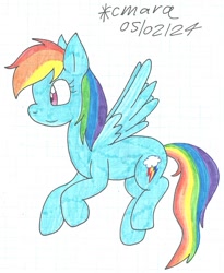 Size: 1102x1341 | Tagged: safe, artist:cmara, rainbow dash, pegasus, pony, g4, female, graph paper, mare, solo, traditional art