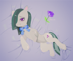 Size: 4584x3848 | Tagged: safe, artist:wike cat, marble pie, pony, g4, bed, cute, flower, smiling