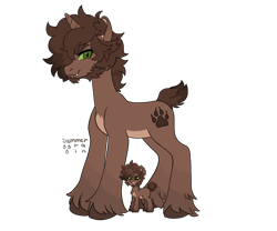 Size: 3000x2500 | Tagged: safe, artist:summer_rain, oc, oc only, pony, unicorn, pony town, ankle cuffs, brown mane, brown tail, commission, cuffs, draft horse, fangs, fluffy, green eyes, horn, male, nonbinary, short tail, simple background, solo, stallion, tail, transparent background, unicorn oc, unshorn fetlocks, watermark