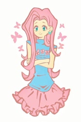 Size: 731x1097 | Tagged: safe, artist:xiaolinlili, fluttershy, human, equestria girls, g4, clothes, simple background, skirt, white background