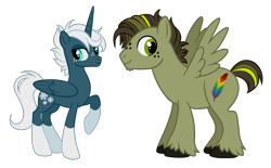 Size: 3951x2443 | Tagged: safe, artist:badass-doctor, oc, oc only, alicorn, pegasus, pony, alicorn oc, duo, horn, pegasus oc, simple background, transparent background, wings