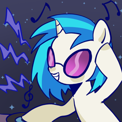 Size: 2048x2048 | Tagged: safe, artist:nimingxiwang168, dj pon-3, vinyl scratch, pony, unicorn, g4, abstract background, female, horn, mare, solo