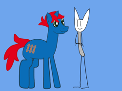 Size: 2224x1668 | Tagged: safe, artist:robertleyvaiii, oc, oc only, oc:chuk, oc:train track, unicorn, blue background, duo, horn, male, simple background, unicorn oc