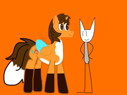 Size: 2224x1668 | Tagged: safe, artist:robertleyvaiii, oc, oc only, oc:chuk, oc:ej, alicorn, alicorn oc, canon x oc, duo, horn, male, orange background, simple background, wings