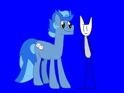 Size: 2224x1668 | Tagged: safe, artist:robertleyvaiii, oc, oc only, oc:chuk, oc:quoterific, unicorn, g4, blue background, duo, horn, male, simple background, unicorn oc