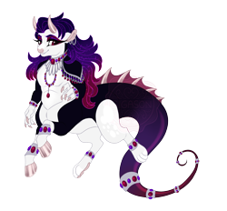 Size: 4093x3801 | Tagged: safe, artist:gigason, oc, oc only, oc:donna, centaur, draconequus, hybrid, taur, g4, bald face, bangles, black coat, blaze (coat marking), brown hooves, coat markings, colored belly, colored hooves, colored legs, colored paw pads, colored pinnae, curved horns, draconequus oc, ear piercing, earring, eye markings, eyelashes, eyeshadow, facial markings, female, female oc, fins, floppy ears, gradient mane, gradient tail, high res, hooped earrings, hooves, hybrid oc, interspecies offspring, jewelry, leg markings, long eyelashes, long tail, looking back, magical gay spawn, magical threesome spawn, makeup, mismatched legs, multicolored mane, necklace, offspring, pale belly, parent:discord, parent:lord tirek, parent:rarity, parents:raricord, parents:rarirek, parents:tirekcord, piercing, purple eyeshadow, red eyes, shiny eyes, shiny hooves, shiny horns, shiny mane, shiny tail, simple background, smiling, snip (coat marking), socks (coat markings), solo, sparkly mane, tail, tail jewelry, transparent background, wall of tags, wavy mane, white belly