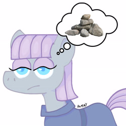 Size: 3465x3465 | Tagged: safe, artist:vaporammy, maud pie, earth pony, pony, g4, female, mare, rock, simple background, thought bubble, white background